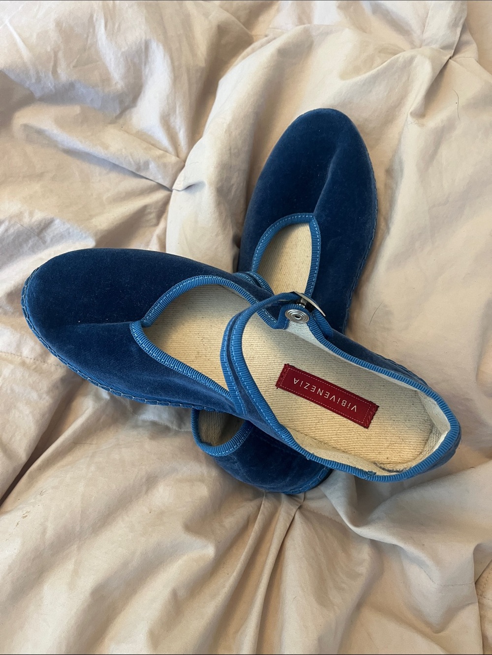 VIBI VENEZIA Blue Velvet Mary Jane Flats - Picture 2 of 3